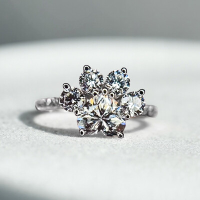 1.64CT Heart & Round Cut Paw Shape VVS Moissante S925 Silver Engagement Ring 1.64CT Heart & Round Cut Paw Shape VVS Moissante S925 Silver Engagement Ring