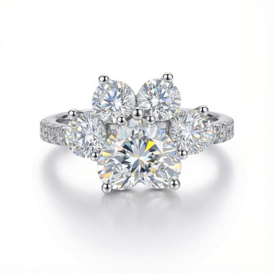 2.38CT Heart & Round Cut Diamond Paw Shape VVS Moissanite Engagement Ring 2.38CT Heart & Round Cut Diamond Paw Shape VVS Moissanite Engagement Ring