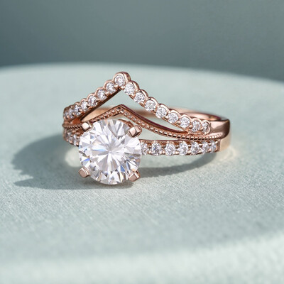 1.615CT Round Cut VVS Moissante S925 Silver Engagement Ring Set 1.615CT Round Cut VVS Moissante S925 Silver Engagement Ring Set