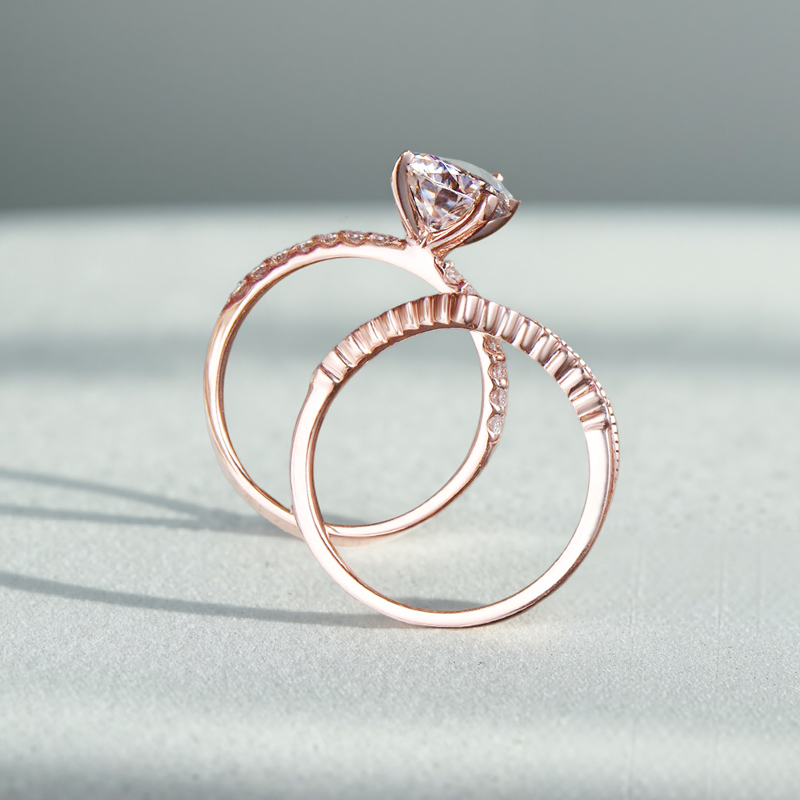 1.615CT Round Cut VVS Moissante S925 Silver Engagement Ring Set