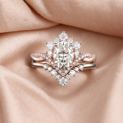 2.315CT Oval & Round Cut VVS Moissante S925 Silver Engagement Ring Set 2.315CT Oval & Round Cut VVS Moissante S925 Silver Engagement Ring Set