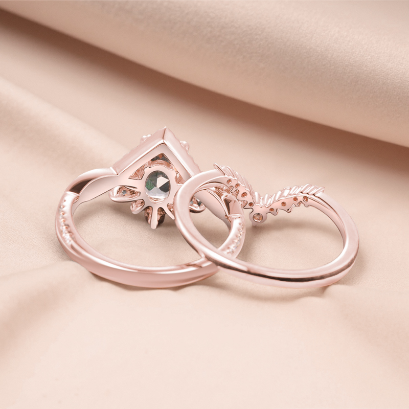 2.315CT Oval & Round Cut VVS Moissante S925 Silver Engagement Ring Set