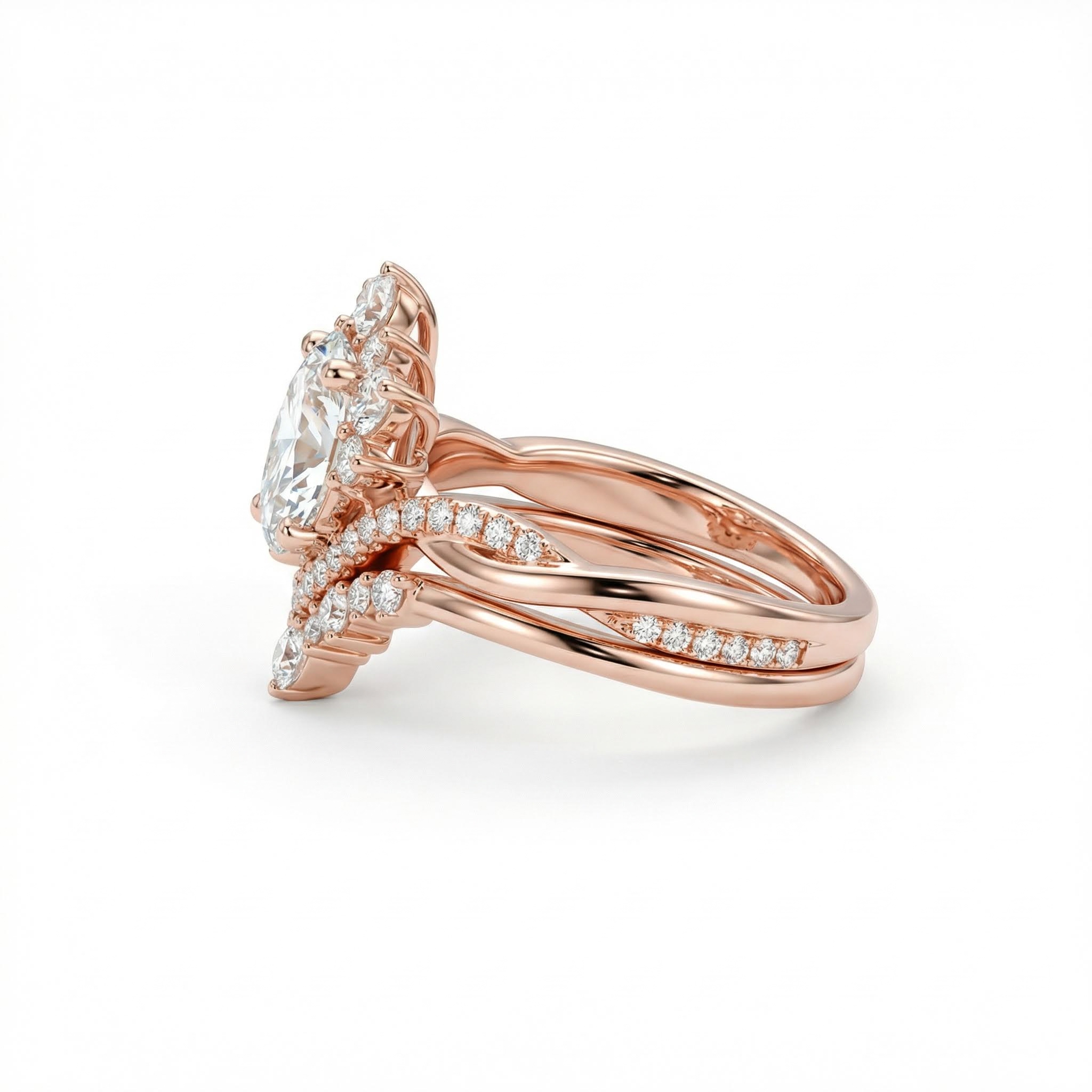 2.315CT Oval & Round Cut VVS Moissante S925 Silver Engagement Ring Set