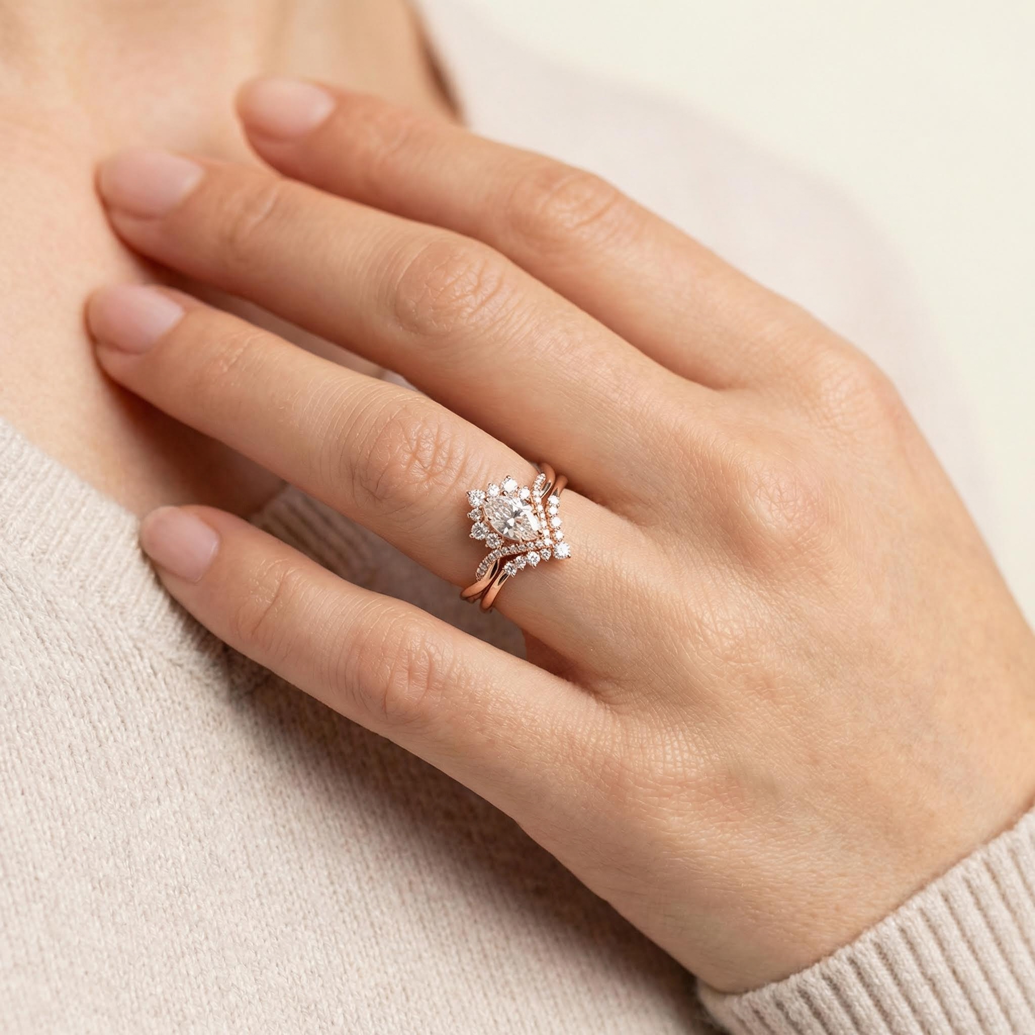 2.315CT Oval & Round Cut VVS Moissante S925 Silver Engagement Ring Set