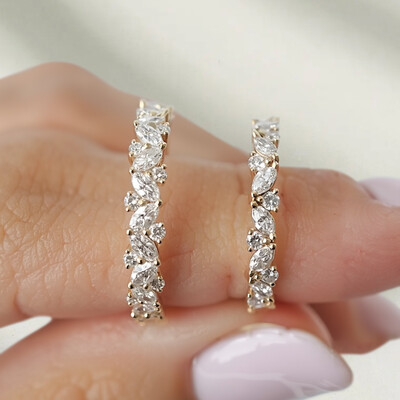 0.45CT Marquise & Round Cut VVS Moissante S925 Silver Half Eternity Wedding Band 0.45CT Marquise & Round Cut VVS Moissante S925 Silver Half Eternity Wedding Band
