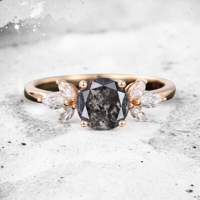1.38CT Round Cut Salt & Pepper Diamond Marquise Cut Moissanite Accented S925 Silver Engagement Ring 1.38CT Round Cut Salt & Pepper Diamond Marquise Cut Moissanite Accented S925 Silver Engagement Ring