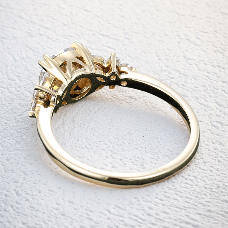 1.46CT Round Cut Salt & Pepper Diamond Moissanite Accented S925 Silver Engagement Ring