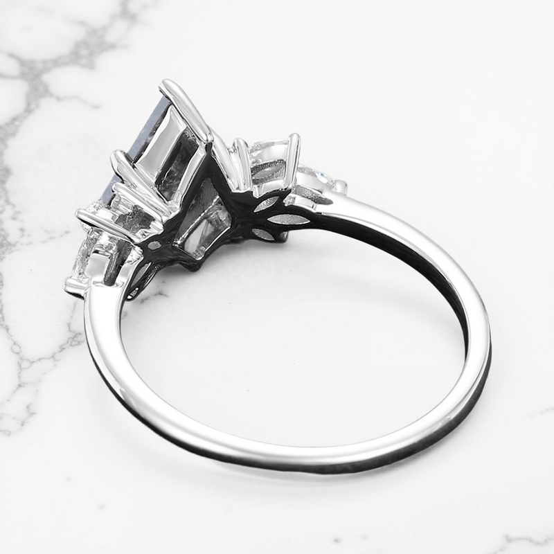 1.96CT Kite Cut Salt & Pepper Diamond with Marquise Cut Moissanite Accented S925 Silver Engagement Ring 1.96CT Kite Cut Salt & Pepper Diamond with Marquise Cut Moissanite Accented S925 Silver Engagement Ring