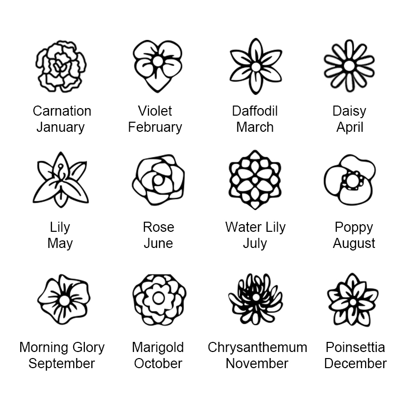 Personalized Birth Flower Necklace Personalized Birth Flower Necklace