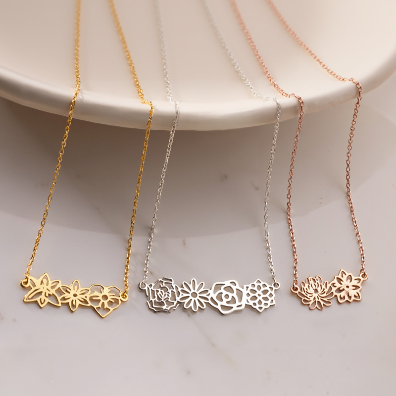 Personalized Birth Flower Necklace Personalized Birth Flower Necklace