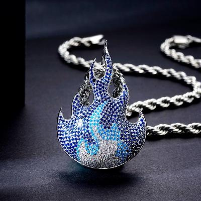Custom Iced S925 Fire Pendant Deposit