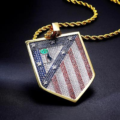 Custom Iced S925 Colorful National Flag Pendant Deposit