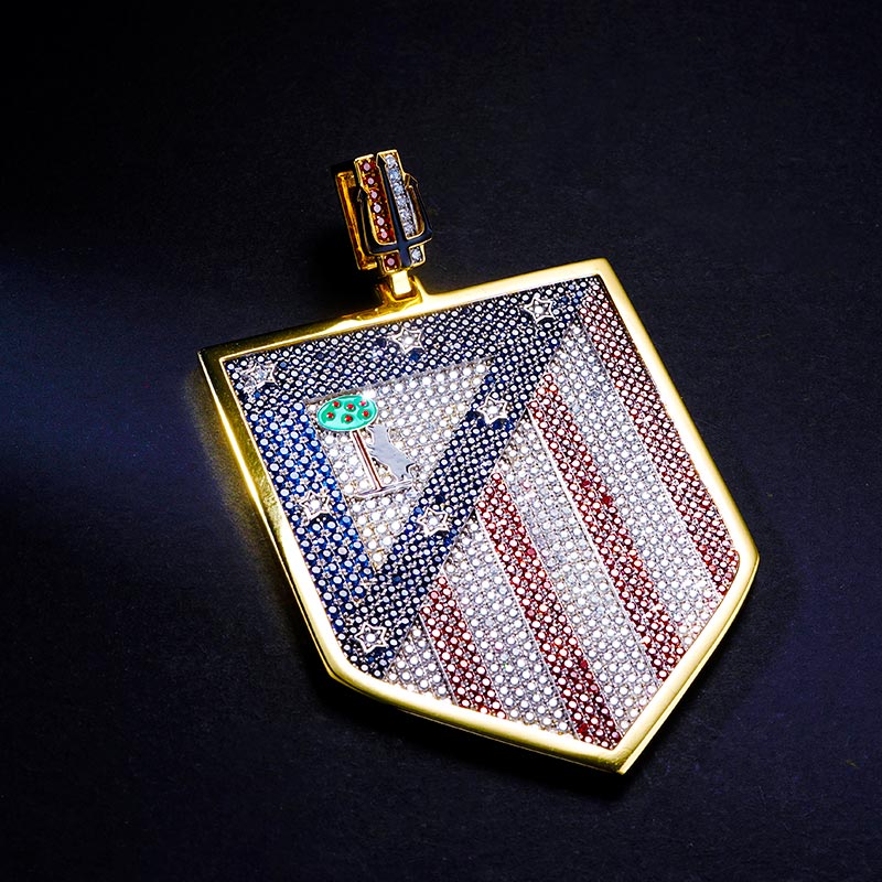 Custom Iced S925 Colorful National Flag Pendant Deposit