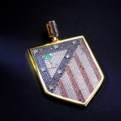 Custom Iced S925 Colorful National Flag Pendant Deposit