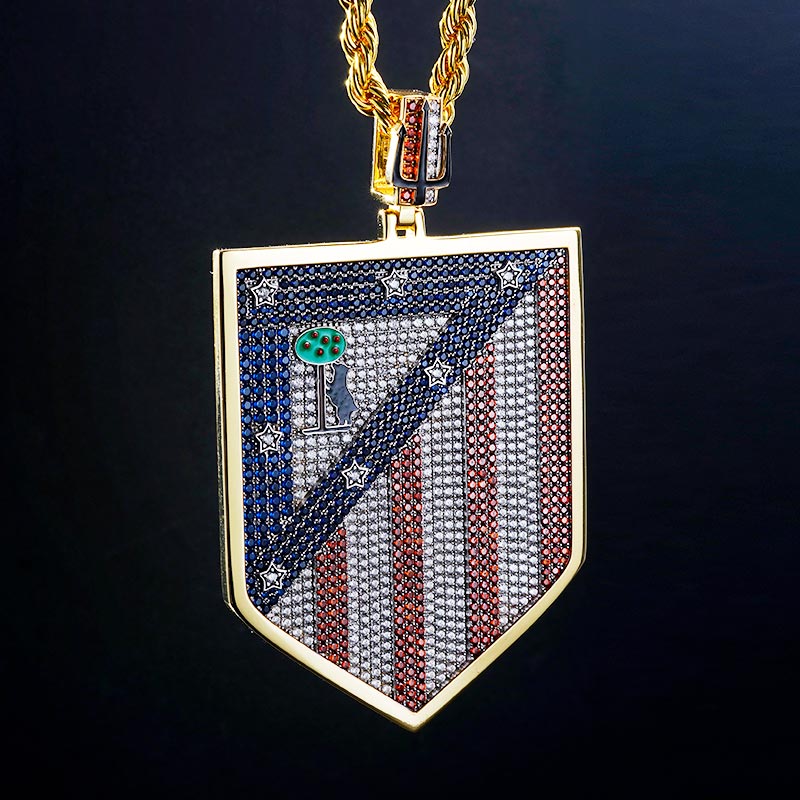 Custom Iced S925 Colorful National Flag Pendant Deposit