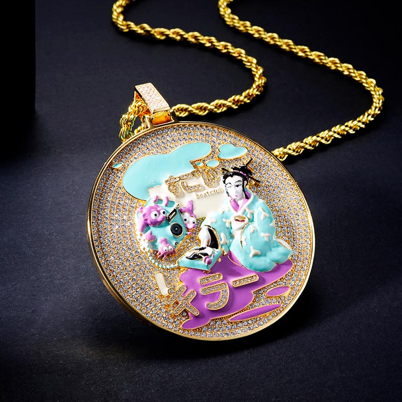 Custom Iced & Enamel S925 Yellow Cartoon Pendant Deposit