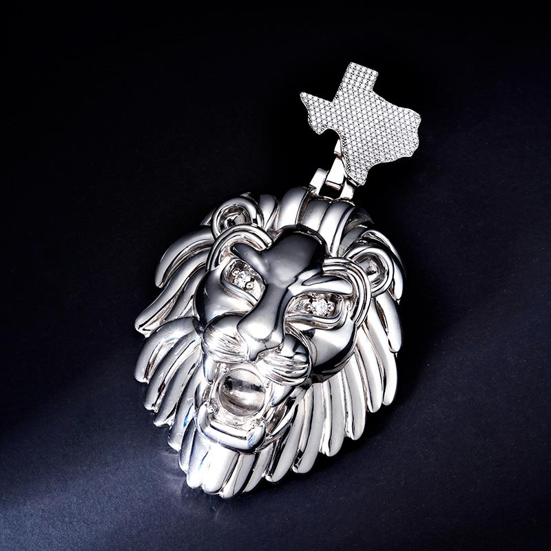 Custom Iced S925 Unique White Lion Pendant Deposit