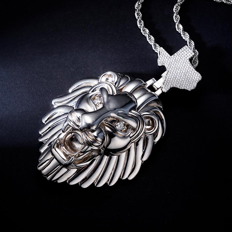Custom Iced S925 Unique White Lion Pendant Deposit