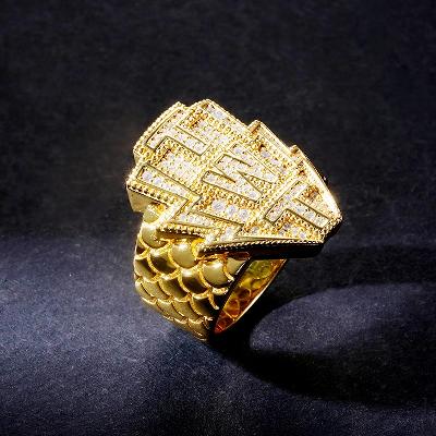 Custom Iced S925 Unique Letter Yellow Ring Deposit