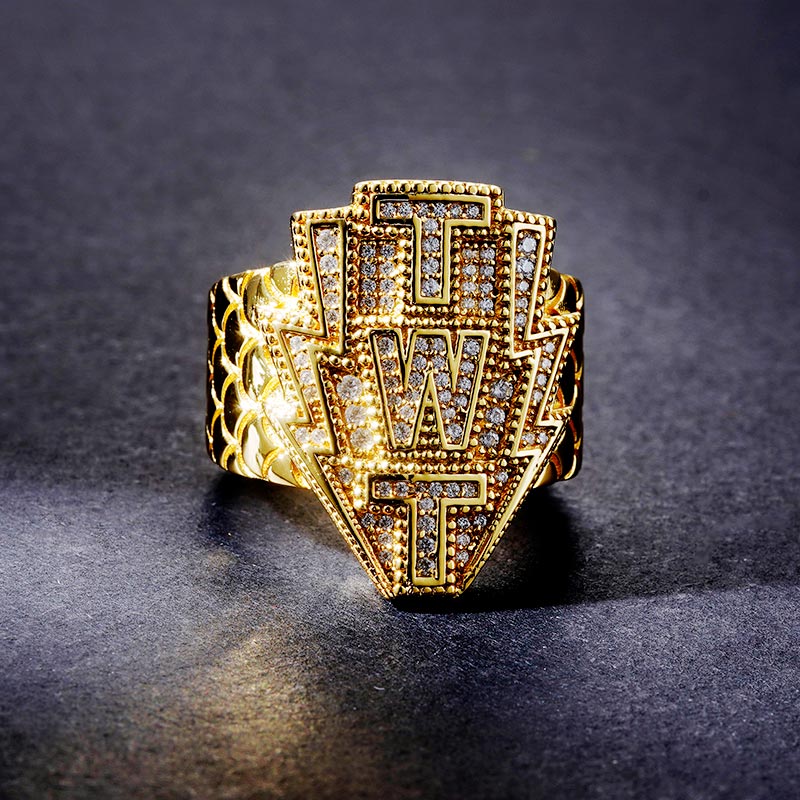 Custom Iced S925 Unique Letter Yellow Ring Deposit