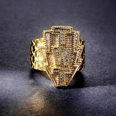 Custom Iced S925 Unique Letter Yellow Ring Deposit