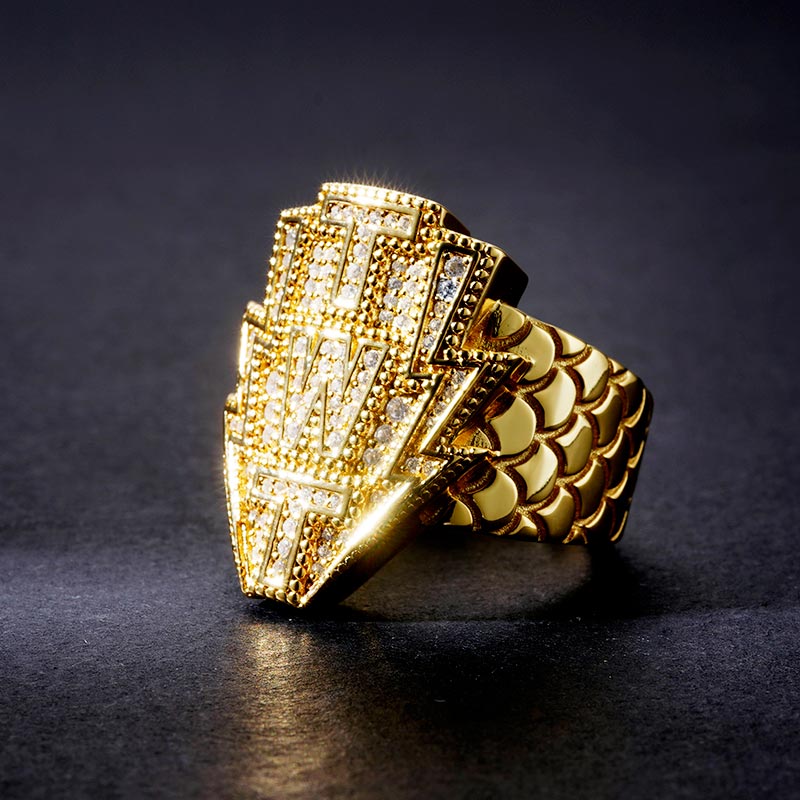 Custom Iced S925 Unique Letter Yellow Ring Deposit