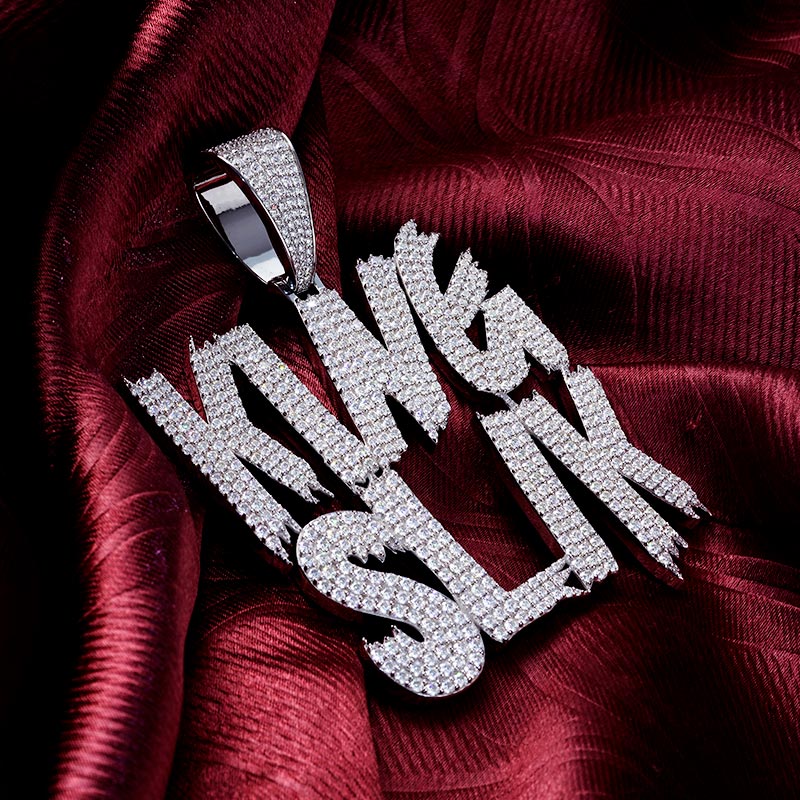 Custom Iced S925 White Letter Moissanite Pendant Deposit