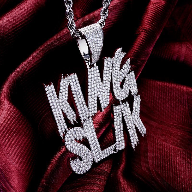 Custom Iced S925 White Letter Moissanite Pendant Deposit