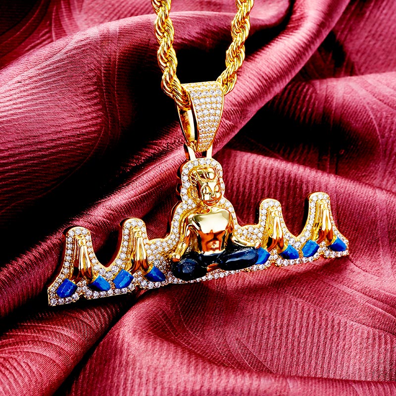 Custom Iced & Enamel S925 Unique Yellow Buddha Pendant Deposit