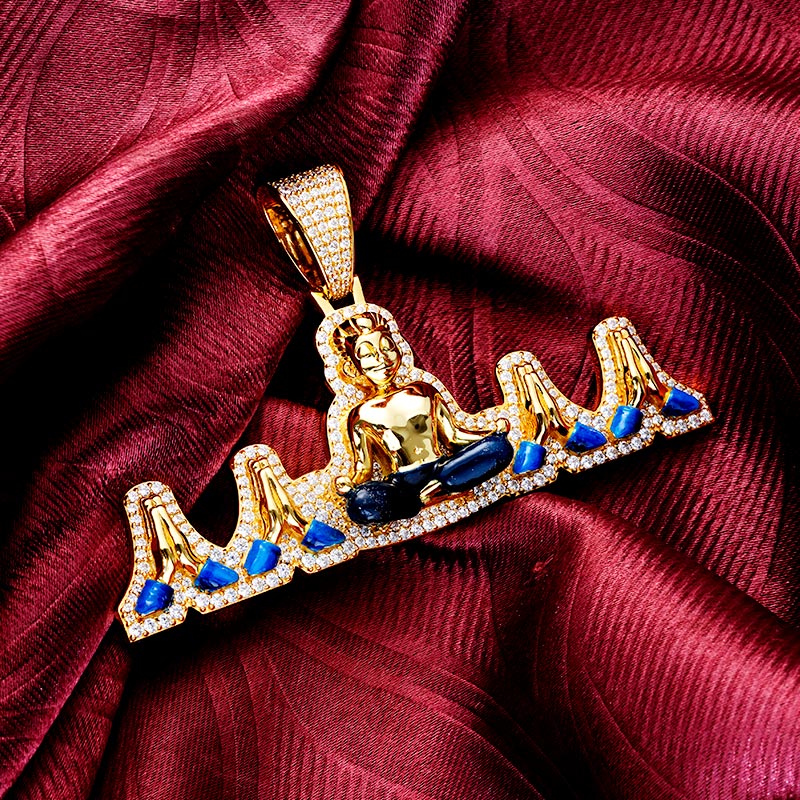 Custom Iced & Enamel S925 Unique Yellow Buddha Pendant Deposit