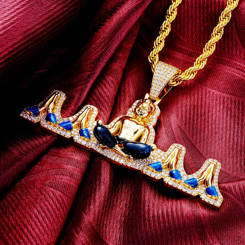 Custom Iced & Enamel S925 Unique Yellow Buddha Pendant Deposit