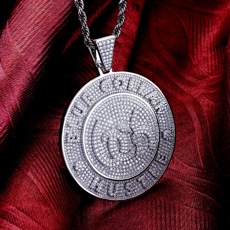 Custom Iced S925 White Round Letter Moissanite Pendant Deposit