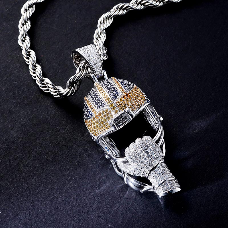 Custom Iced S925 Unique Colorful Helmet Pendant Deposit