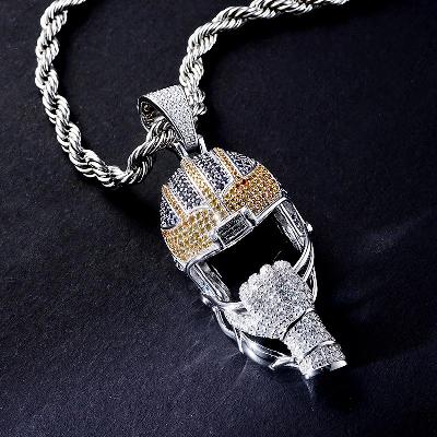 Custom Iced S925 Unique Colorful Helmet Pendant Deposit