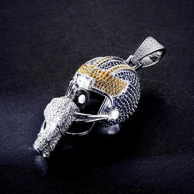 Custom Iced S925 Unique Colorful Helmet Pendant Deposit
