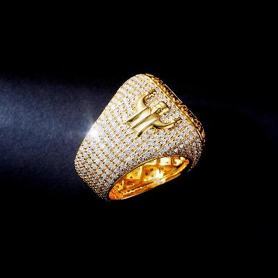 Custom Iced S925 Unique Moissanite Letter Ring Deposit