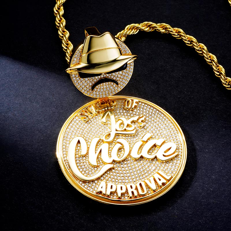 Custom Iced S925 Round Yellow Letter Pendant Deposit