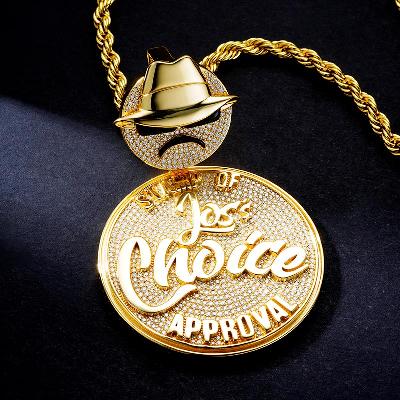 Custom Iced S925 Round Yellow Letter Pendant Deposit