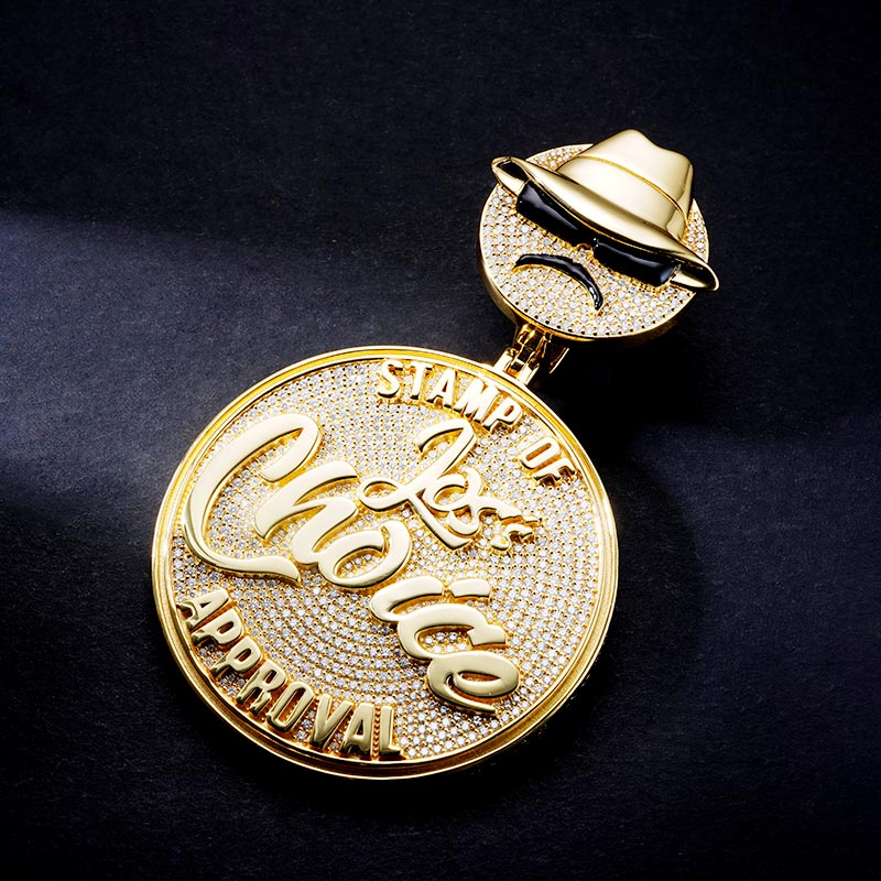 Custom Iced S925 Round Yellow Letter Pendant Deposit