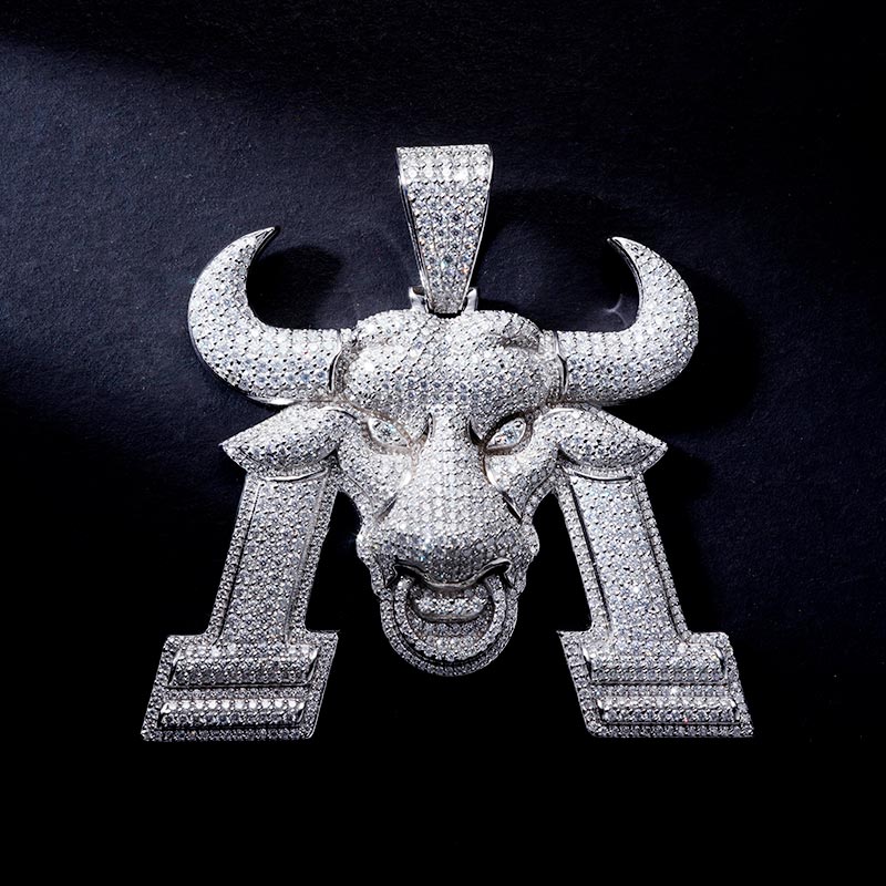Custom S925 & VVS1 Moissanite Iced Bull Pendant Deposit