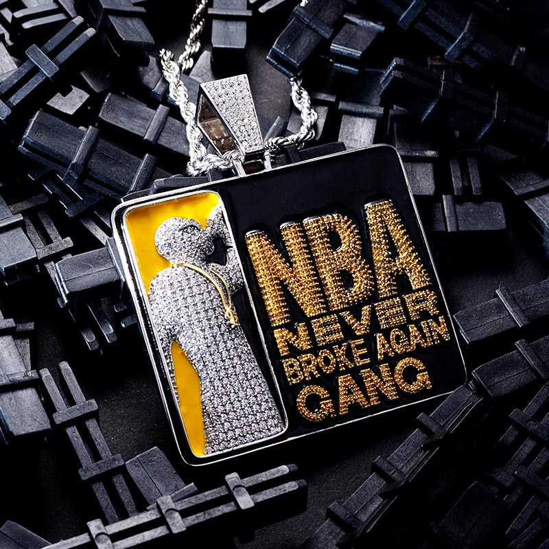 Custom S925 Silver Iced & Enamel NBA Letter Pendant Deposit