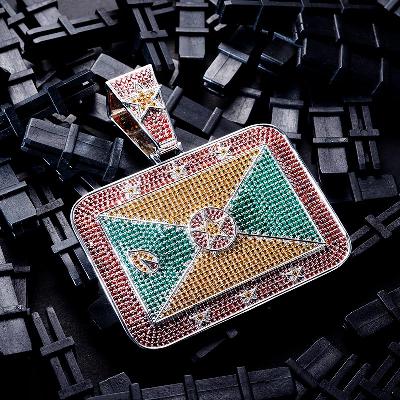 Custom Iced S925 Silver Colorful Pendant Deposit
