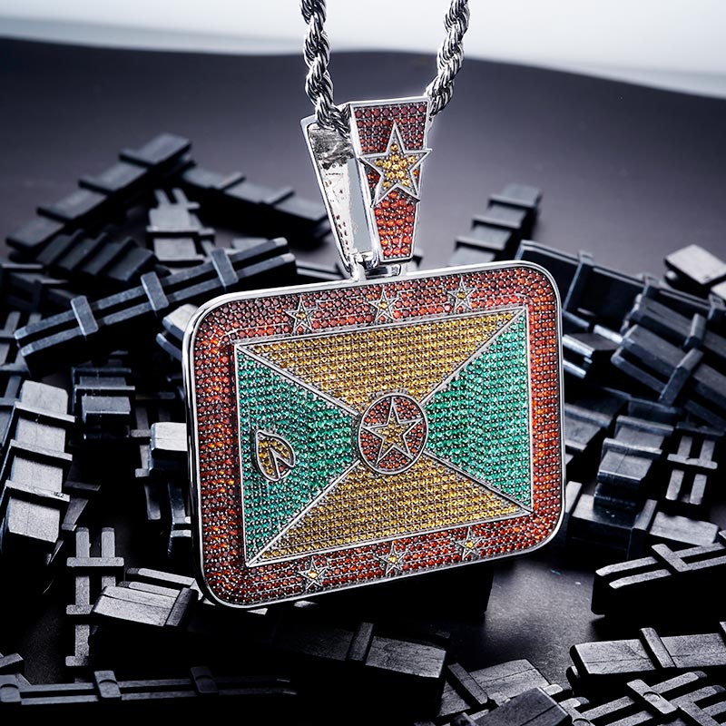 Custom Iced S925 Silver Colorful Pendant Deposit
