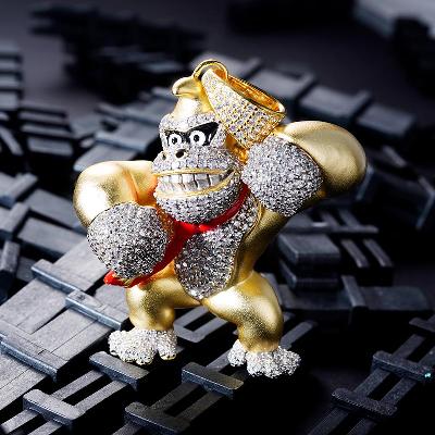 Custom Iced S925 Silver Gorilla Pendant Deposit