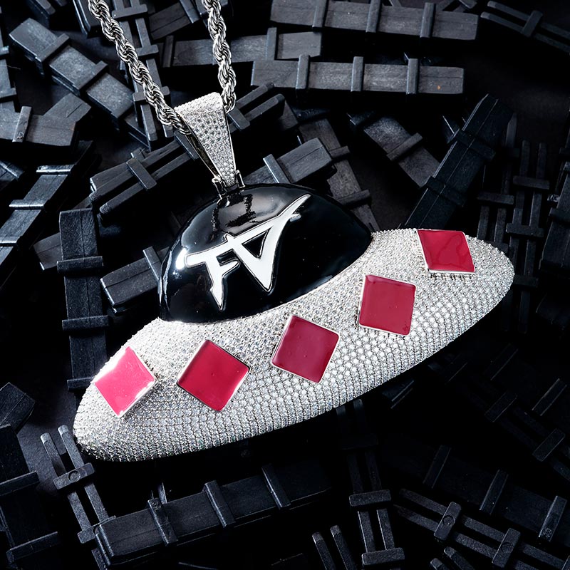 Custom S925 Iced & Enamel Colorful UFO Pendant Deposit