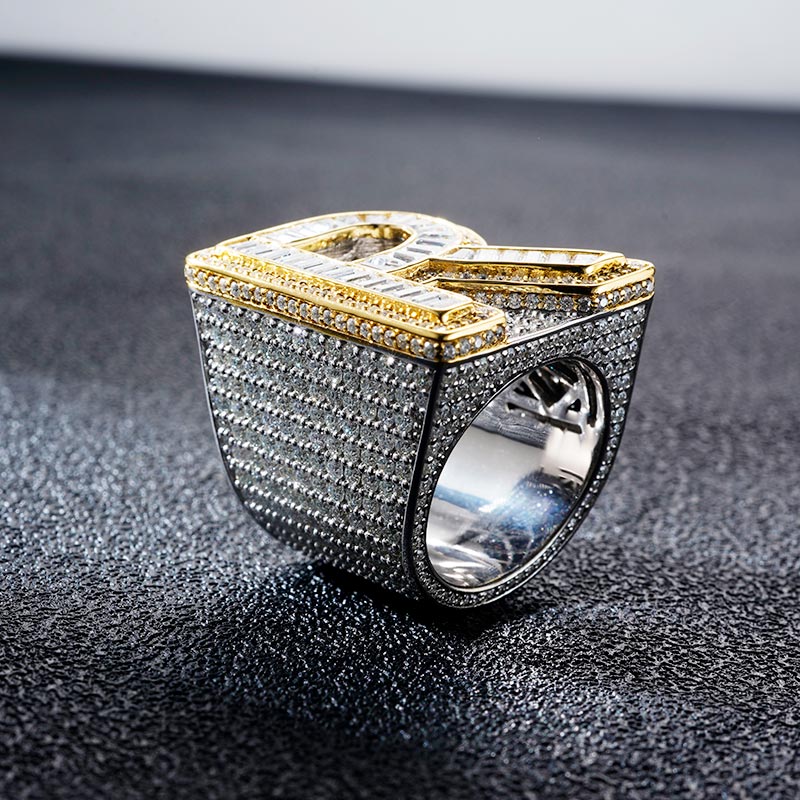 Custom S925 & VVS1 Baguette Moissanite Letter Ring Deposit