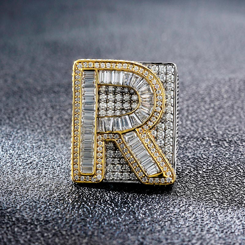 Custom S925 & VVS1 Baguette Moissanite Letter Ring Deposit