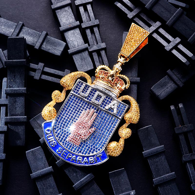 Custom Iced S925 Unique Shield Pendant Deposit