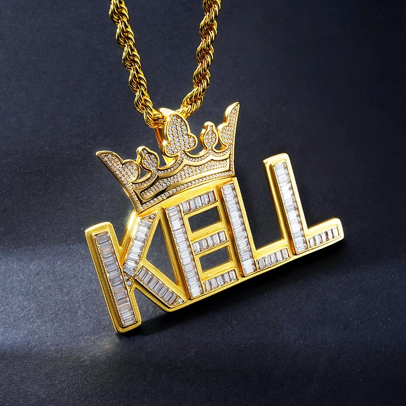 Custom S925 & VVS1 Baguette Moissanite Letter Pendant Deposit