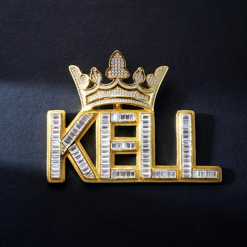 Custom S925 & VVS1 Baguette Moissanite Letter Pendant Deposit